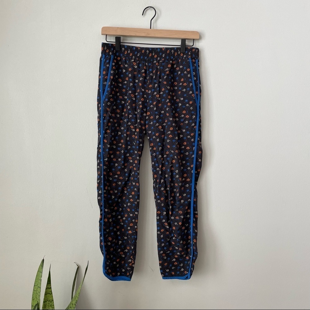 Madewell Prairie Posies Black Floral Cobalt Blue Piping Track Trousers - Picture 5 of 11
